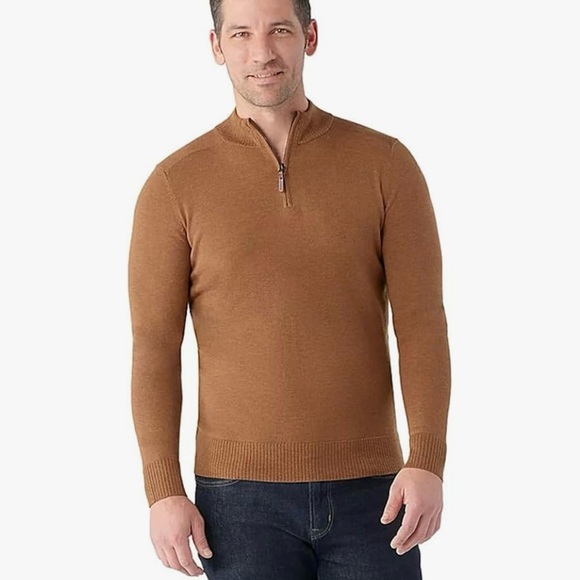 SmartWool Men Sparwood 1/2 Half Zip Sweater Fox Brown Heather XXL 16427-L41 New